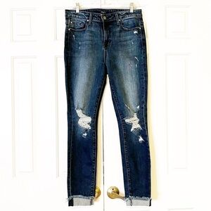Fidelity denim Gwen high rise skinny Abbot vintage w holes distressed jeans. 29